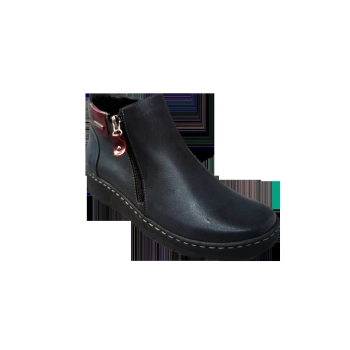 Skórzane damskie botki granatowe obcas 3 cm nr 37